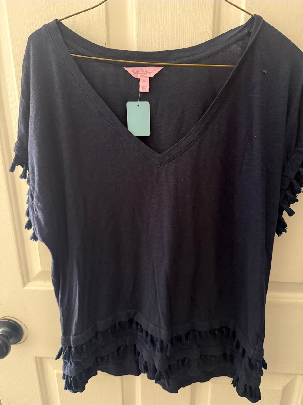 Lilly Pulitzer Navy V-Neck Tassel-Trim Tunic